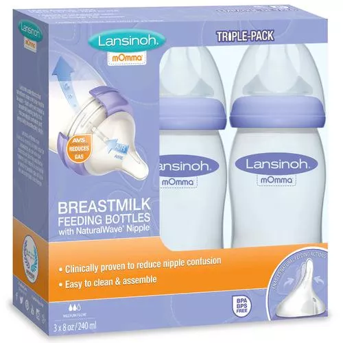 Lansinoh Breastmilk Storage Bottles, 8 oz