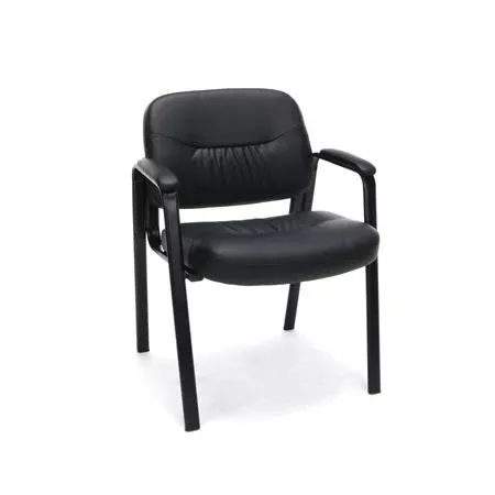 Leather Executive Side Chair with Padded Arms Leg Base