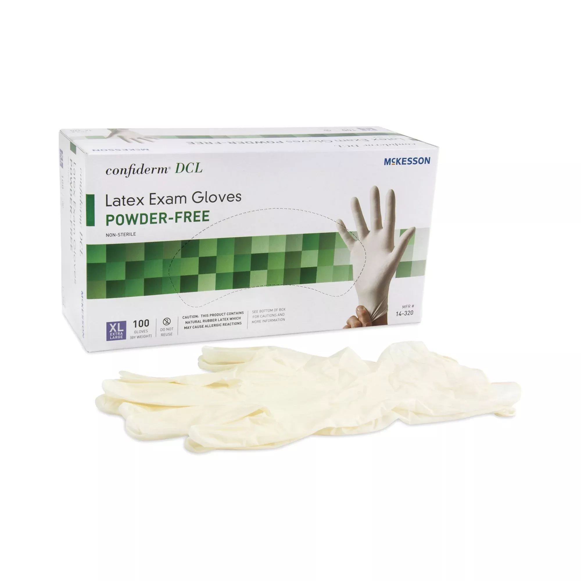 McKesson 14-320 Confiderm Latex Exam Glove, Extra Large, Ivory