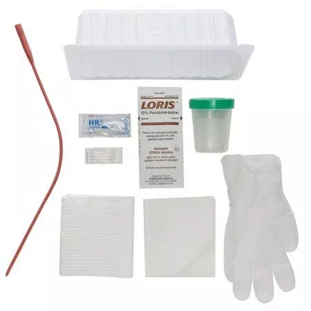 McKesson Intermittent Catheter Tray With Red Rubber Catheter