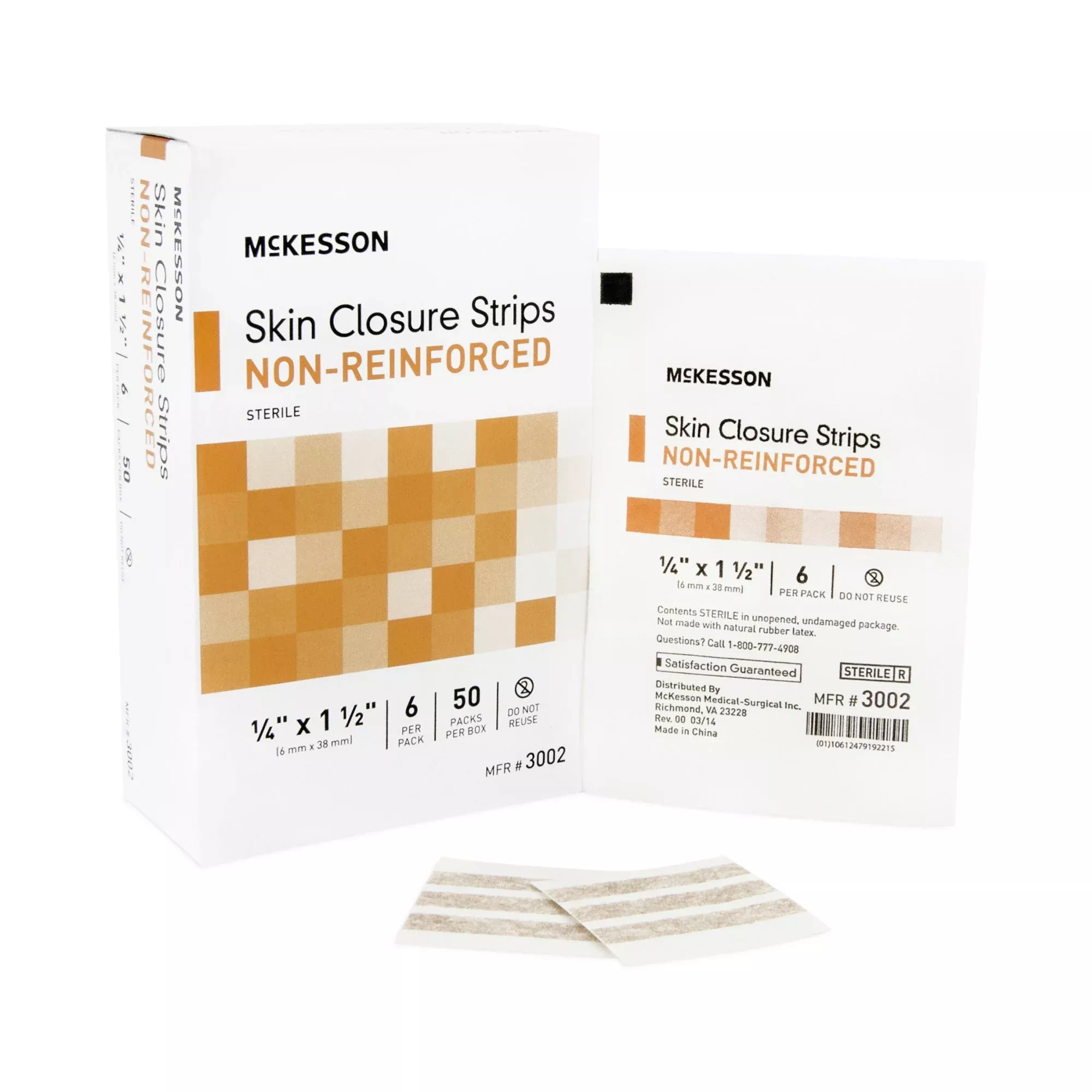 McKesson Nonreinforced Skin Closure Strip, 1/4 x 1-1/2 Inch
