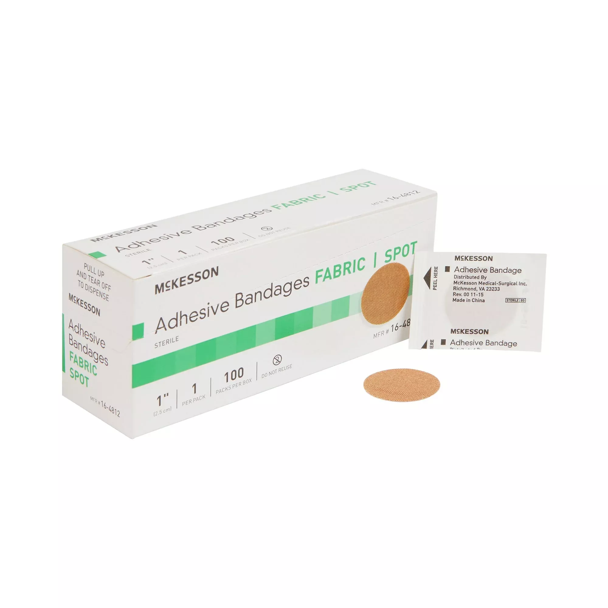McKesson Round Tan Adhesive Spot Bandage, 1 Inch