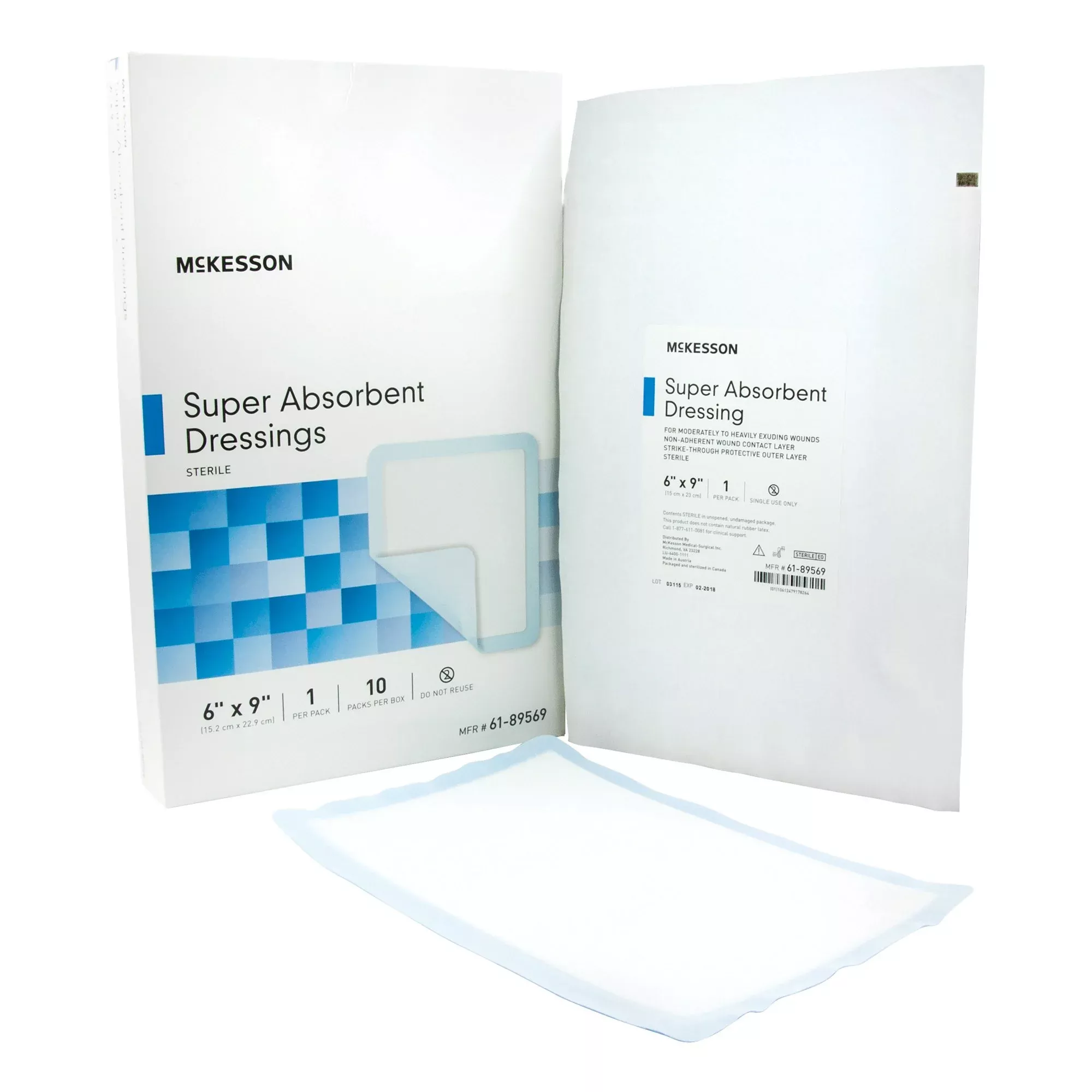 McKesson Super Absorbent Dressing, 6 x 9 Inch