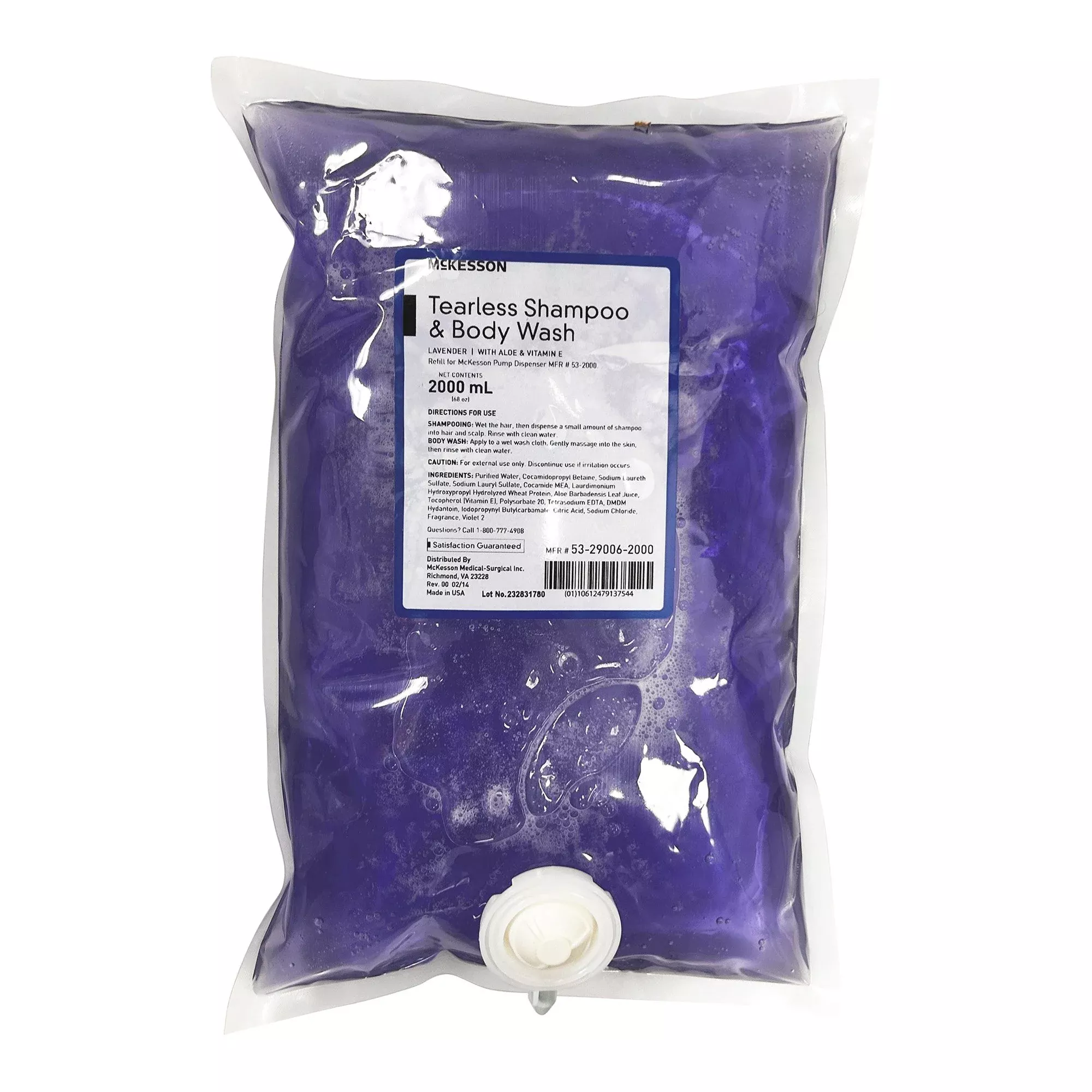 McKesson Tearless Shampoo & Body Wash, 2000 mL Dispenser Refill Bag, Lavender