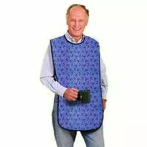 Mealtime Protector, 18" x 36", Blue Paisley, Cotton, Full Length Bib