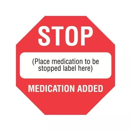 Medication Added Labels STOP Medication Already Added - 1.5"W x 1.5"H