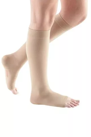 Mediusa Compression Stocking mediven Knee High Small Beige Stocking: Open Toe, Liner: Closed Toe - M-1029140-2071 - Pair