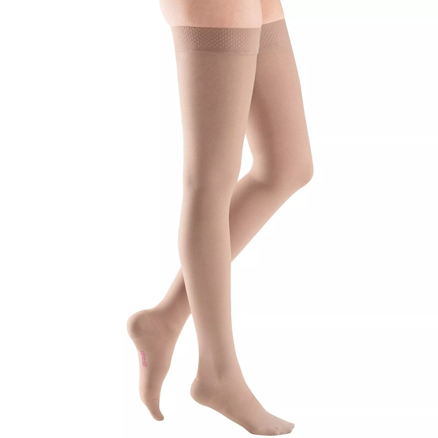 Mediven Plus Thigh-High with Silicone Top Band, 30-40, Closed, Beige, Size 6