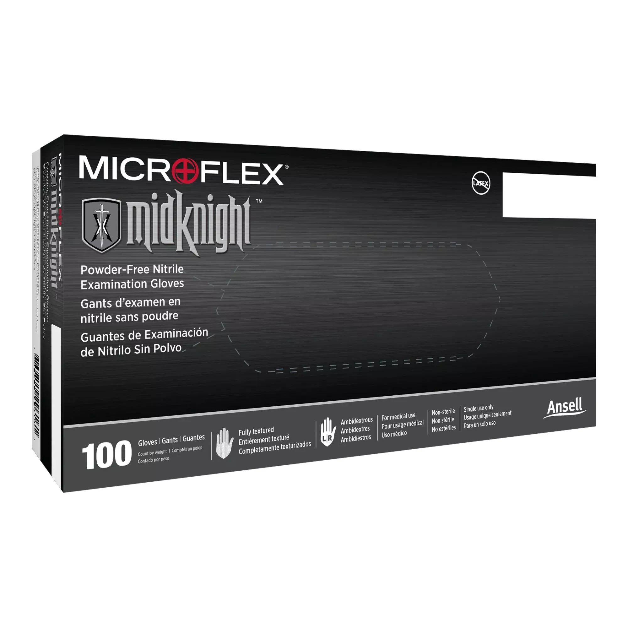 Microflex MK-296-S Midknight Nitrile Exam Glove, Small, Black