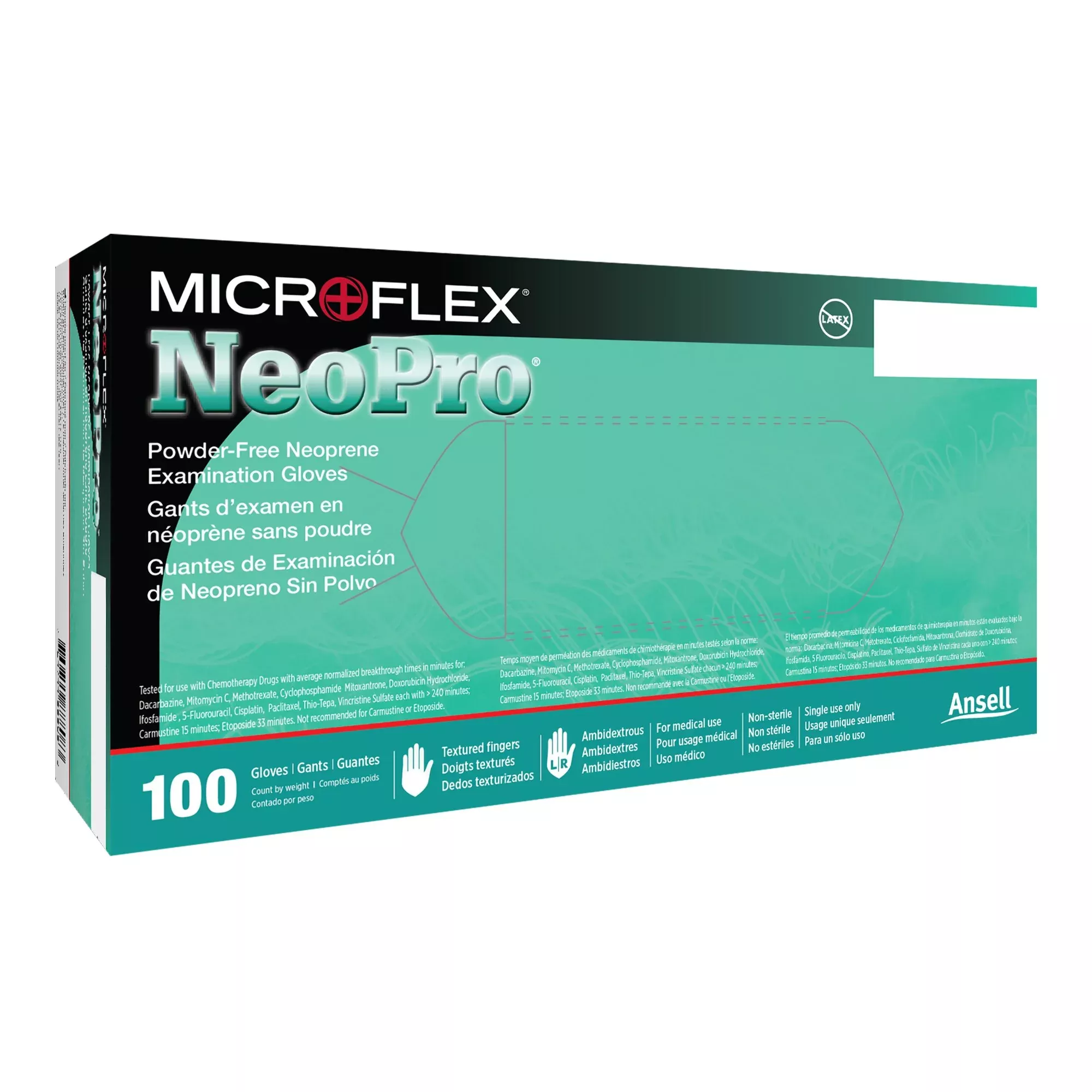 Microflex NPG-888-S NeoPro Polychloroprene Exam Glove, Small, Green