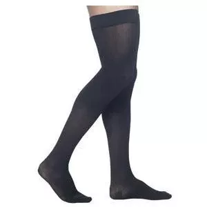 Midtown Microfiber Thigh-High with Grip-Top, 20-30, Large, Short, Closed, Black