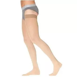 Midtown Microfiber Thigh-High with Grip-Top, 30-40, Large, Short, Closed, Tan/Khaki