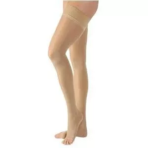 Natural Rubber Thigh-High, 30-40, Small, Average, Short, Open, Beige
