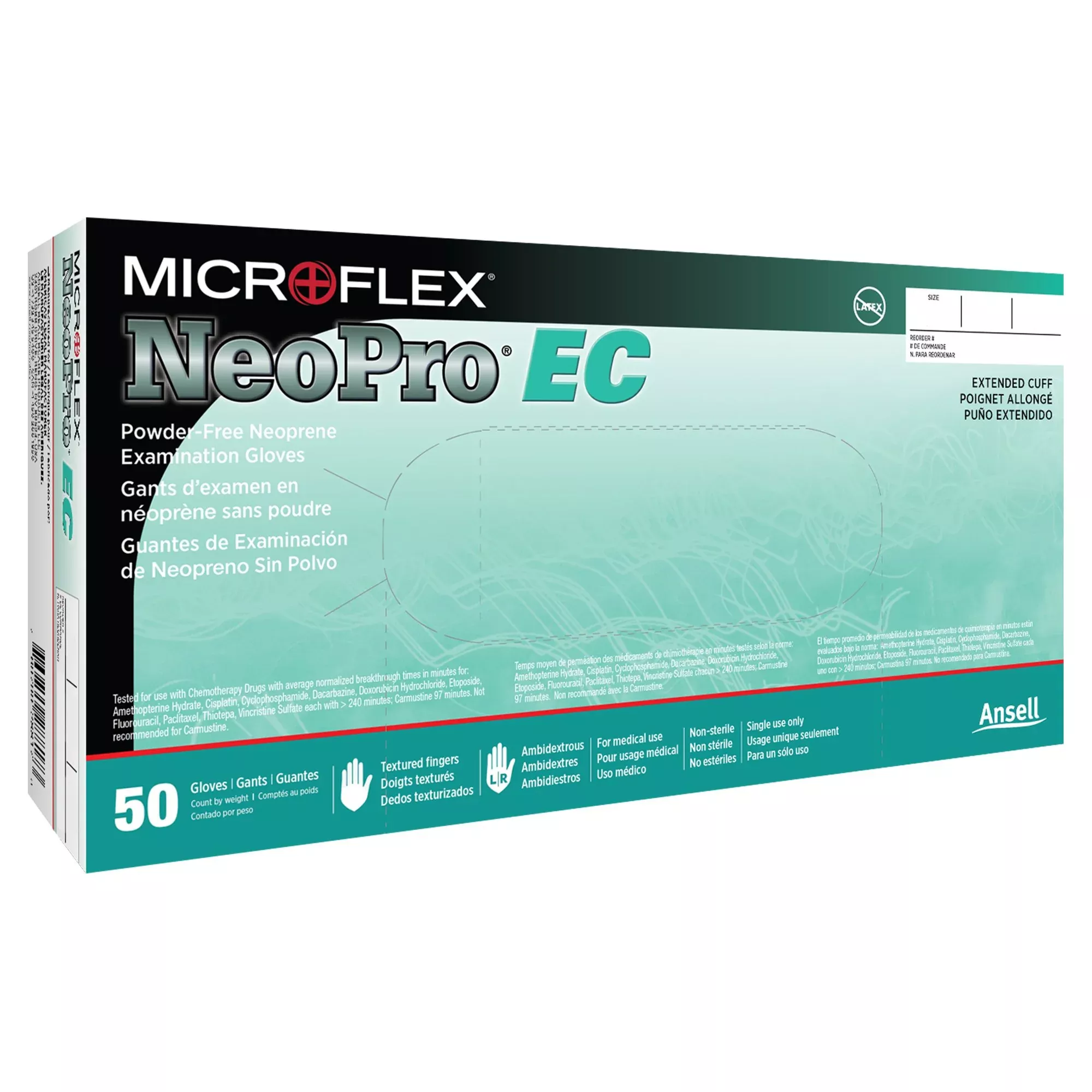 NeoPro EC Extended Cuff Length Exam Glove, Large, Green