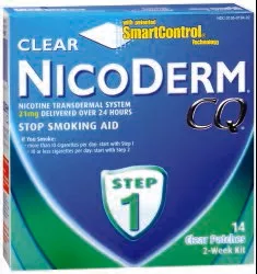 Nicoderm CQ Stop Smoking Aid Clear Patches Step 1 21 mg