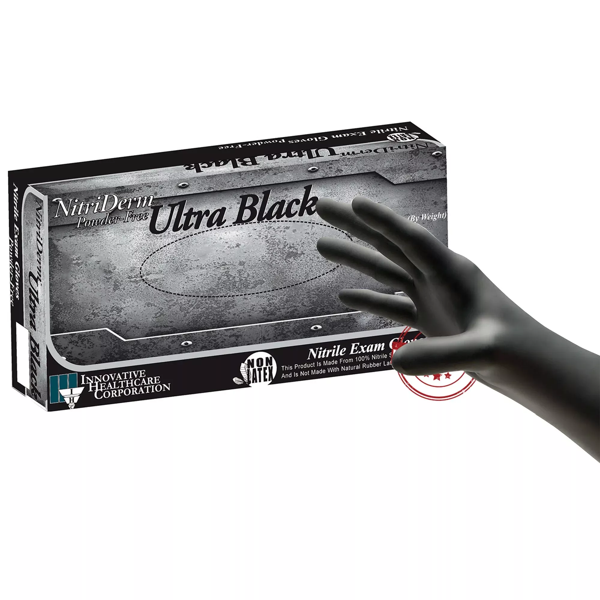 NitriDerm Ultra Black Nitrile Exam Glove, Large, Black