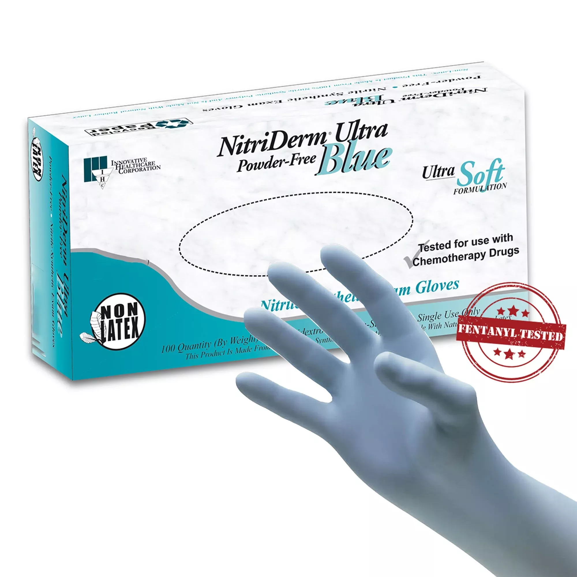 NitriDerm Ultra Blue Exam Glove, Small, Light Blue