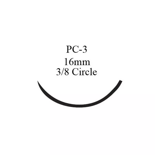 Nonabsorbable Suture with Needle Prolene Polypropylene PC-3 3/8 Circle Precision Conventional Cutting Needle Size 6 - 0 Monofilament 8636G Box of 12