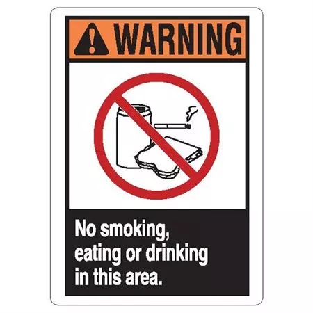 Notice Signs Warning: No smoking, eating or drinking in this area