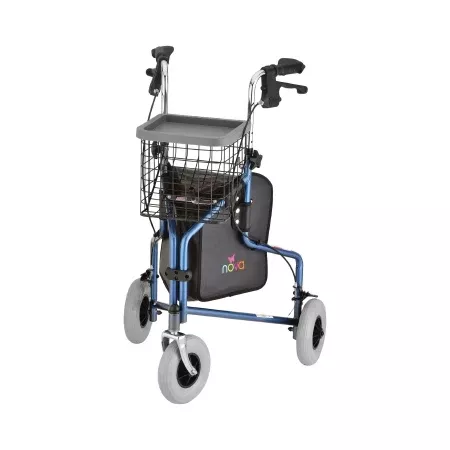 Nova Ortho-Med 3 Wheel Rollator Traveler Blue Adjustable Height / Folding Aluminum Frame - M-1168334-2859 - Each