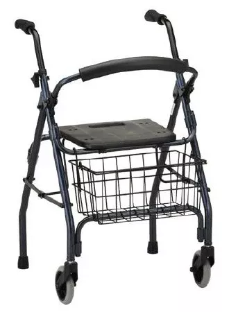 Nova Ortho-Med Dual Release Folding Walker with Wheels and Seat Adjustable Height Cruiser II Aluminum Frame 250 lbs. Weight Capacity 31 to 35-1/4 Inch Height - M-679356-2585 - Each
