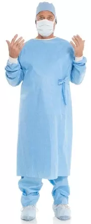 O&M Halyard Inc Non-Reinforced Surgical Gown Evolution 4 Large Blue NonSterile Disposable - M-641465-238 - Case of 40