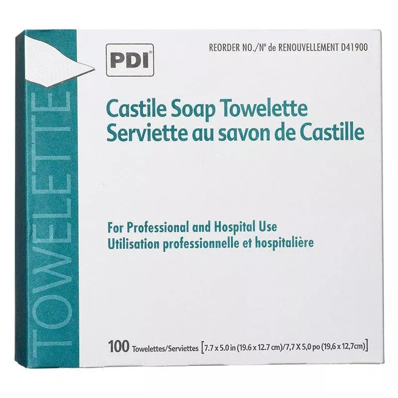 PDI Inc Castile Soap Towelette 5" x 7", Gentle Cleansing Agent, ph Balanced
