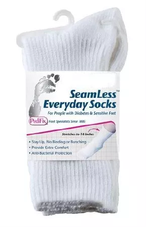 Pedifix Diabetic Socks SeamLess™ Calf High Medium / Large White Closed Toe - M-955794-2798 - Each