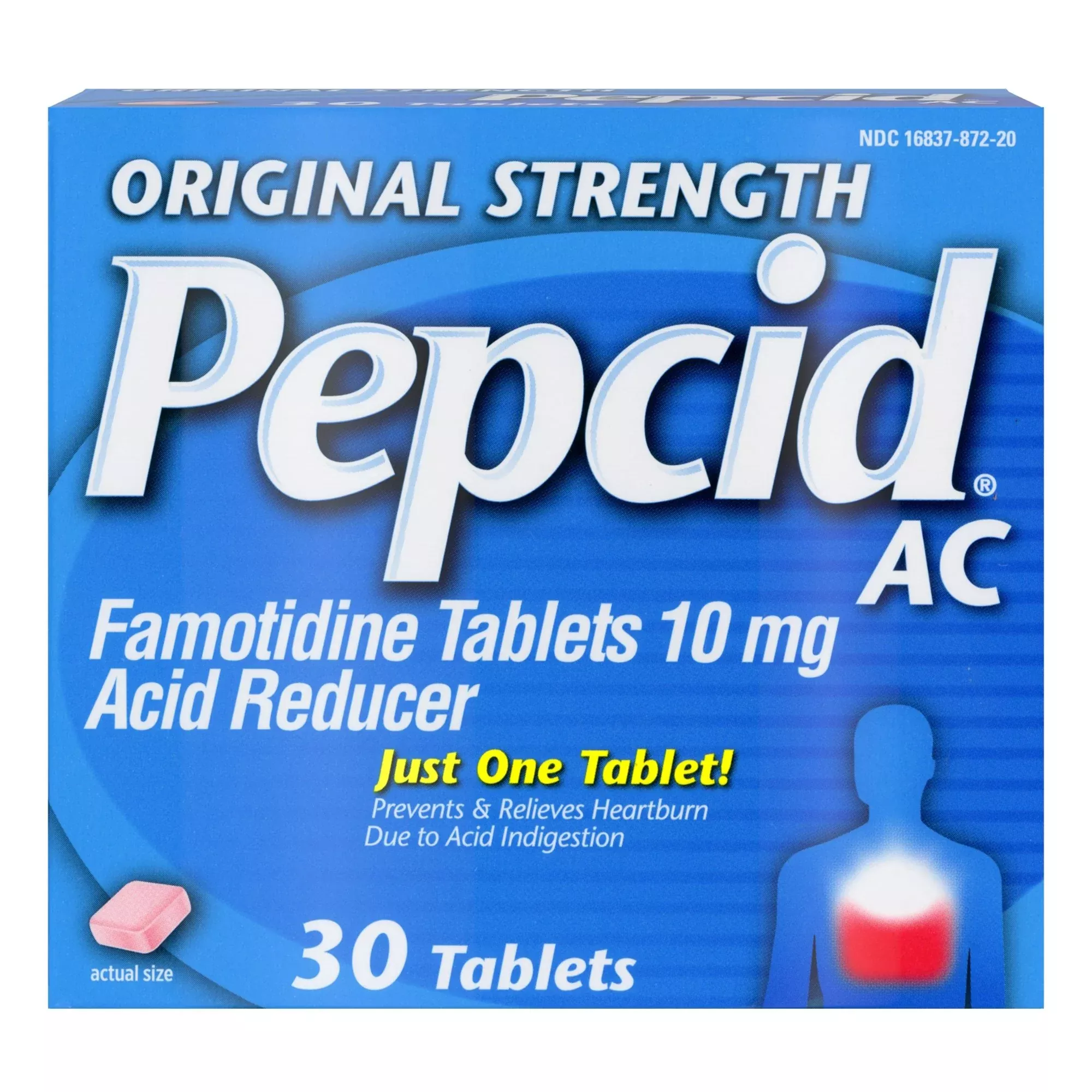 Pepcid AC Famotidine 10 mg Acid Reducer Tablets Original Strength