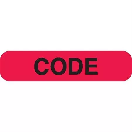 Phlebotomy/Specimen Receiving Labels CODE" - Red with black text - 1.625"W x 0.375"H