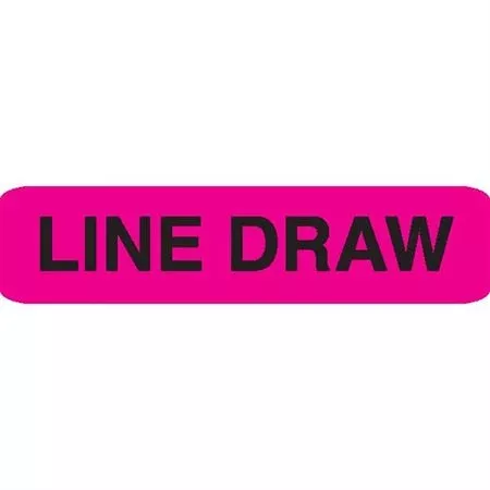 Phlebotomy/Specimen Receiving Labels LINE DRAW" - Fluorescent pink with black text - 1.625"W x 0.375"H