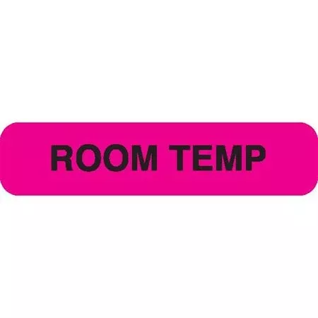 Phlebotomy/Specimen Receiving Labels ROOM TEMP" - Fluorescent pink with black text - 1.625"W x 0.375"H