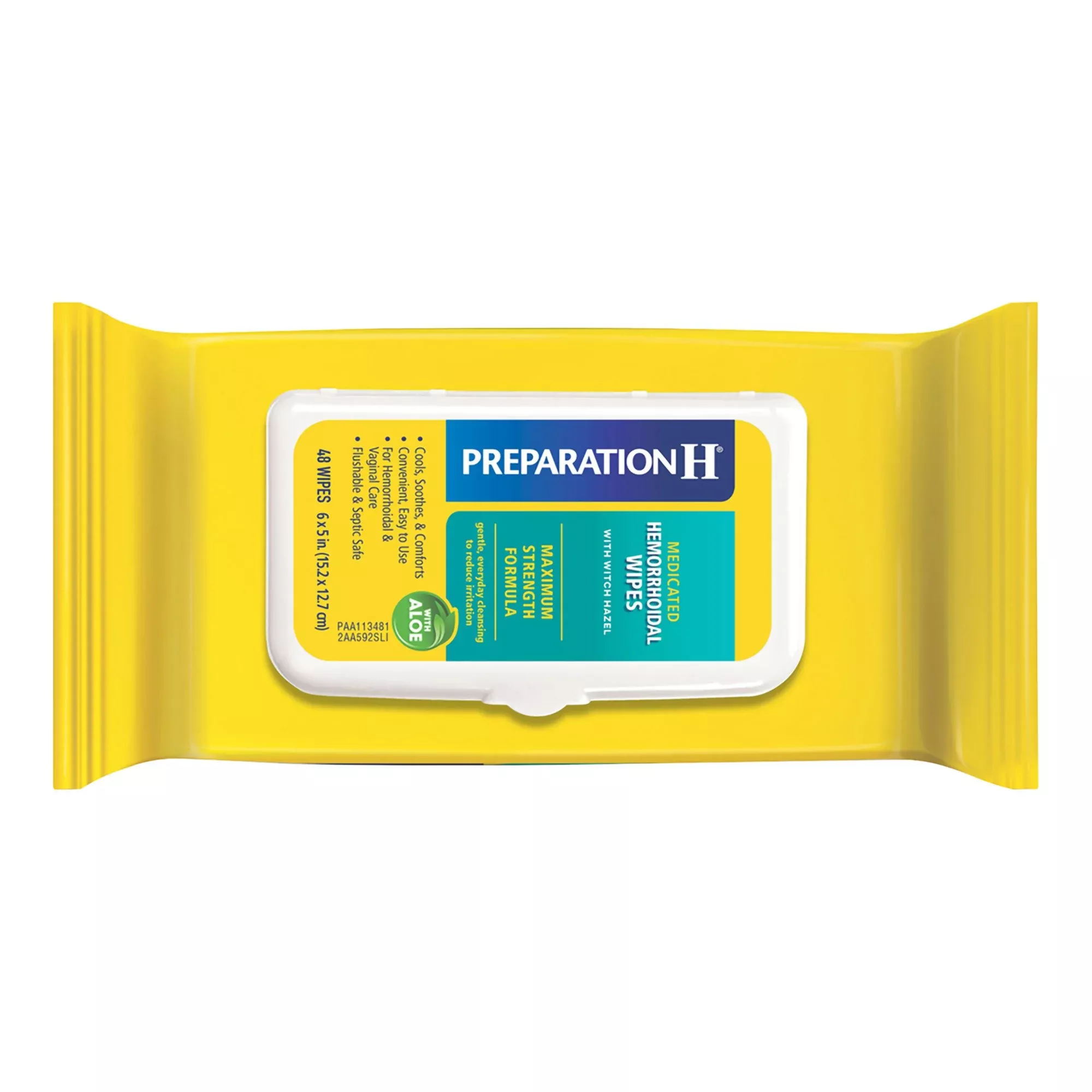 Preparation H Medicated Hemorrhoidal Wipes w/ Witch Hazel & Aloe, Max Strength