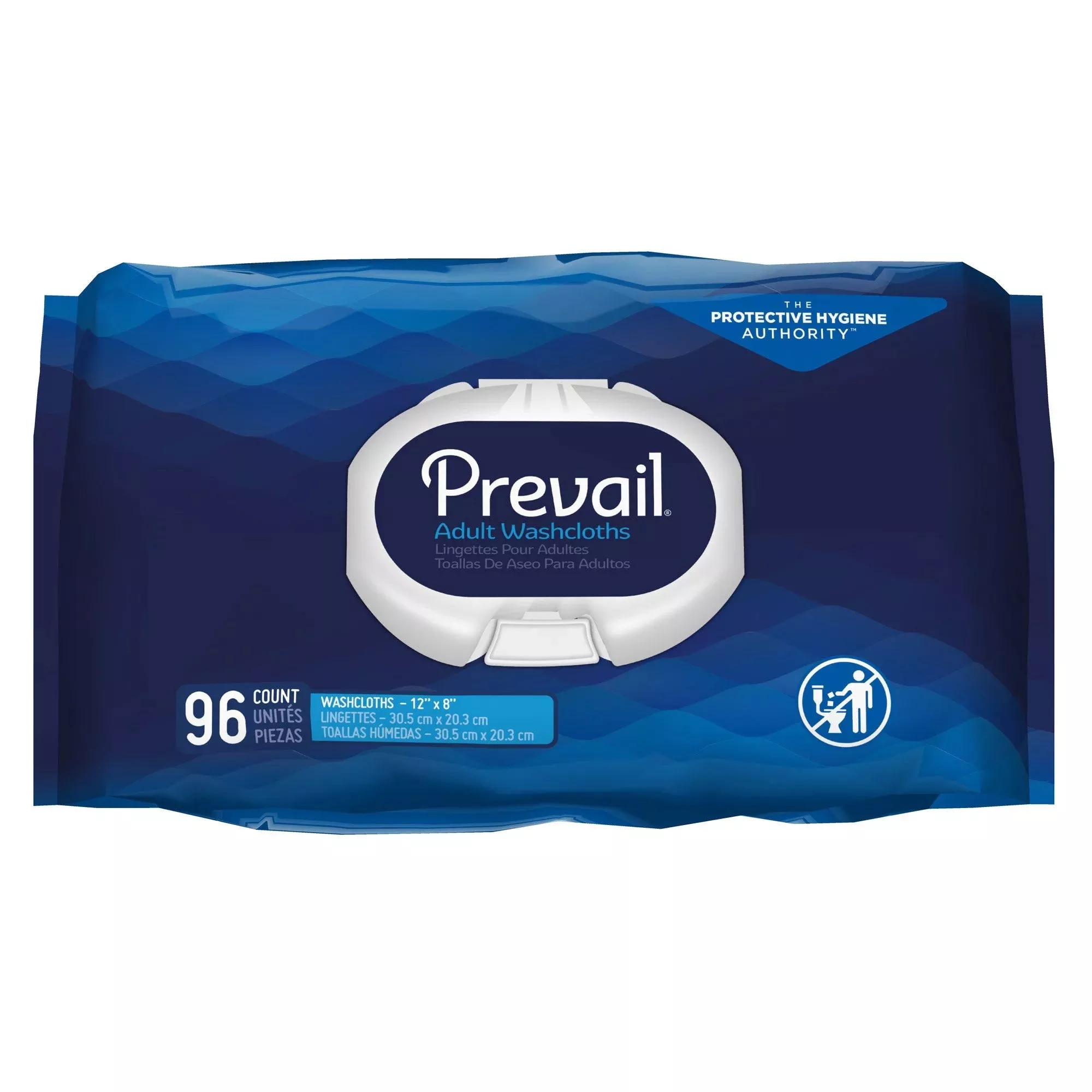 Prevail Soft Pack Washcloth 12" x 8" With Press-Open Lid 96 Count