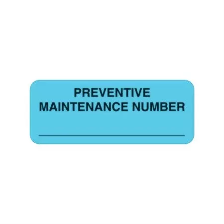 Preventative Maintenance Labels Preventive Maintenance Number" - Light Blue - 2.25"W x 0.88"H