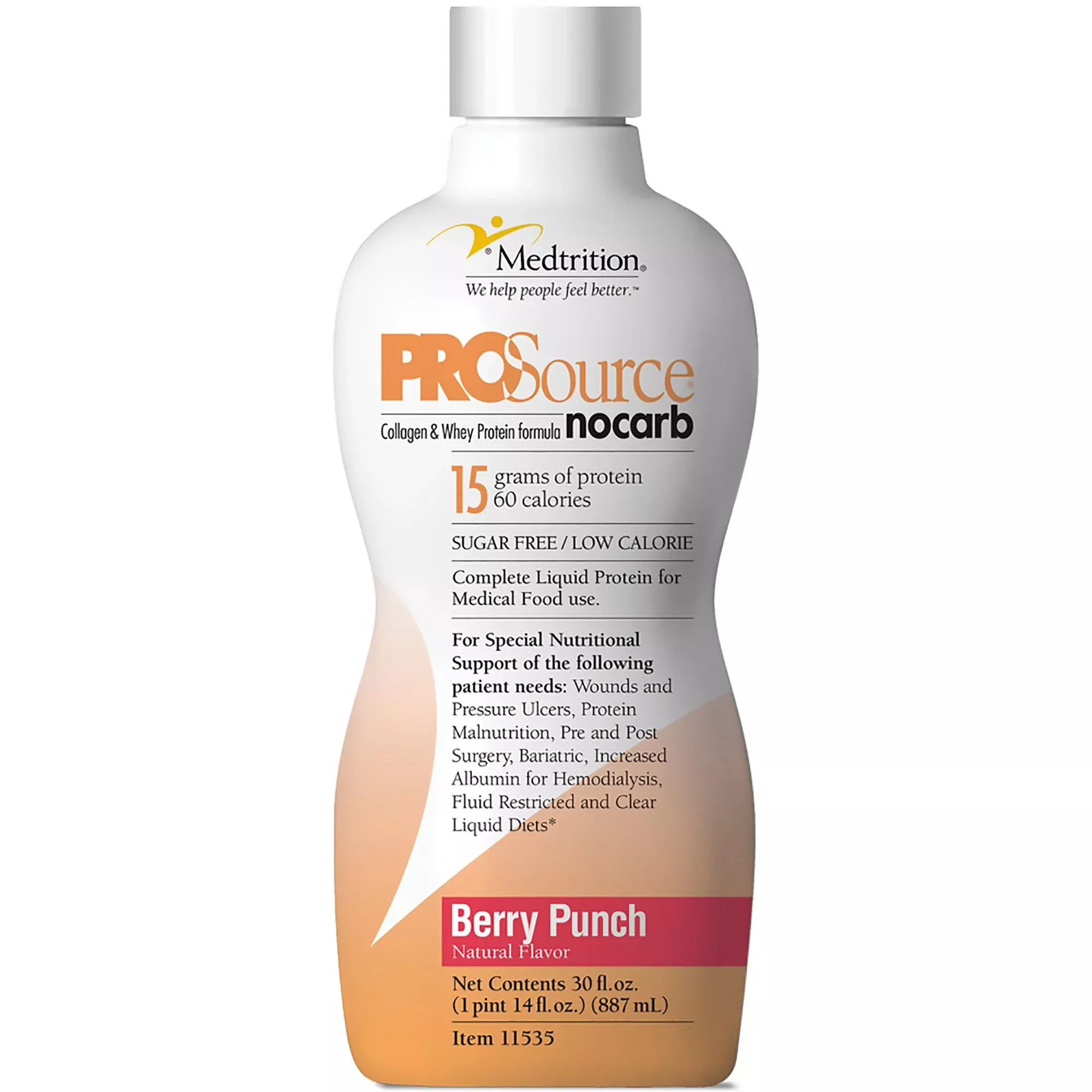 ProSource NoCarb™ Berry Punch Collagen and Whey Protein Formula, 32-ounce Bottle