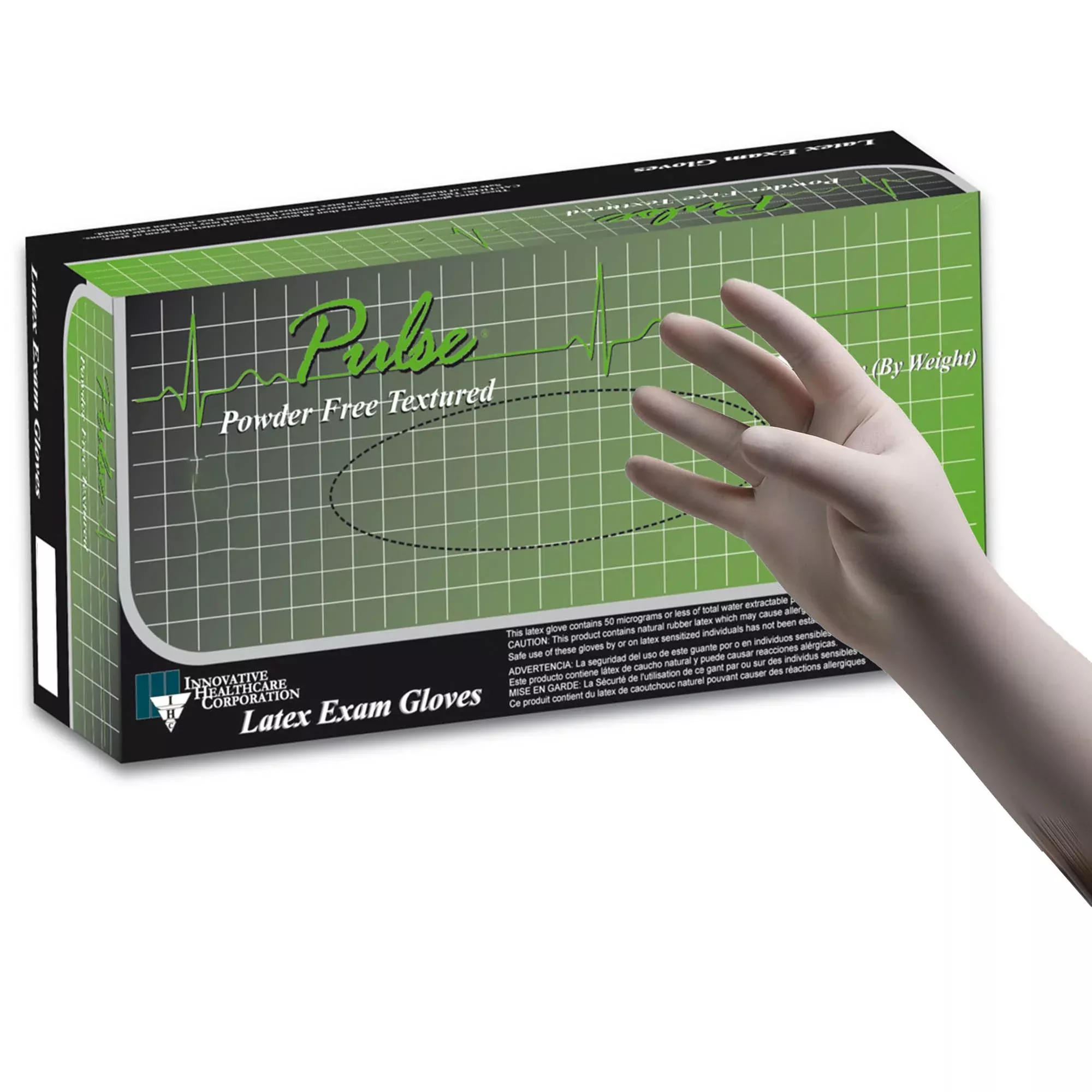 Pulse 151 Series Latex Exam Glove, Small, White