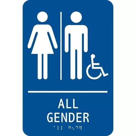 Restroom Sign with ADA and Braille Gender Neutral - 9" x 6