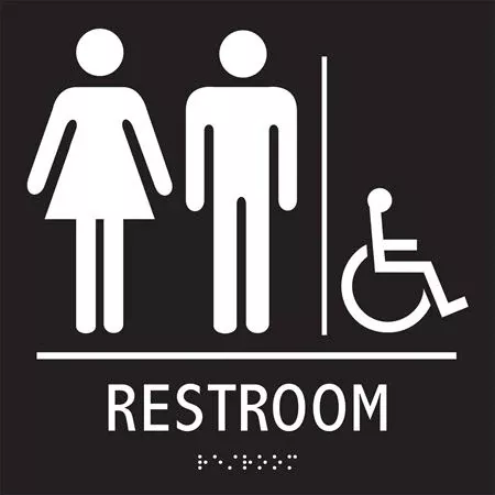 Restroom Sign with Braille 9" x 6