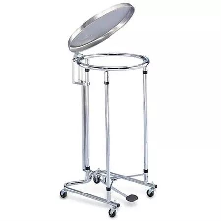 Round Chrome Step-On Hamper with Stainless Steel Lid Round Chrome Step-On Hamper Stainless Steel Lid - 19.625" Dia x 36"H