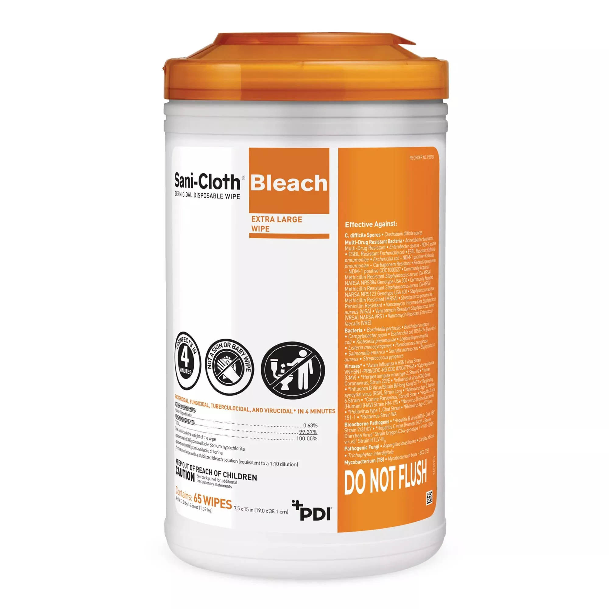 Sani-Cloth Surface Disinfectant Cleaner, 65 Wipes per Canister