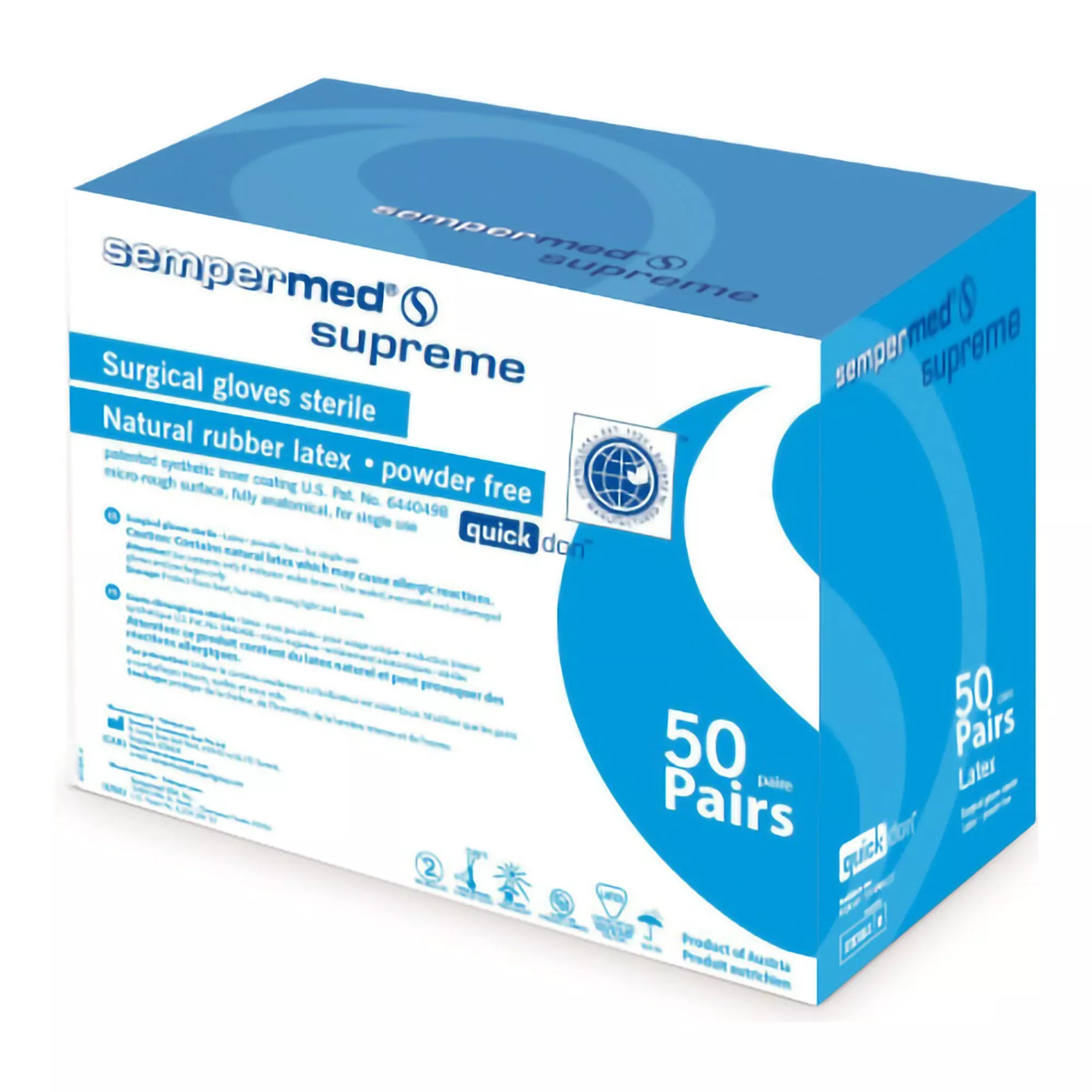 Sempermed Supreme Latex Surgical Glove, Size 7, Ivory