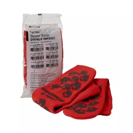 Slipper Socks McKesson Terries™ X-Large Red Above the Ankle - M-553042-2829 - Case of 48
