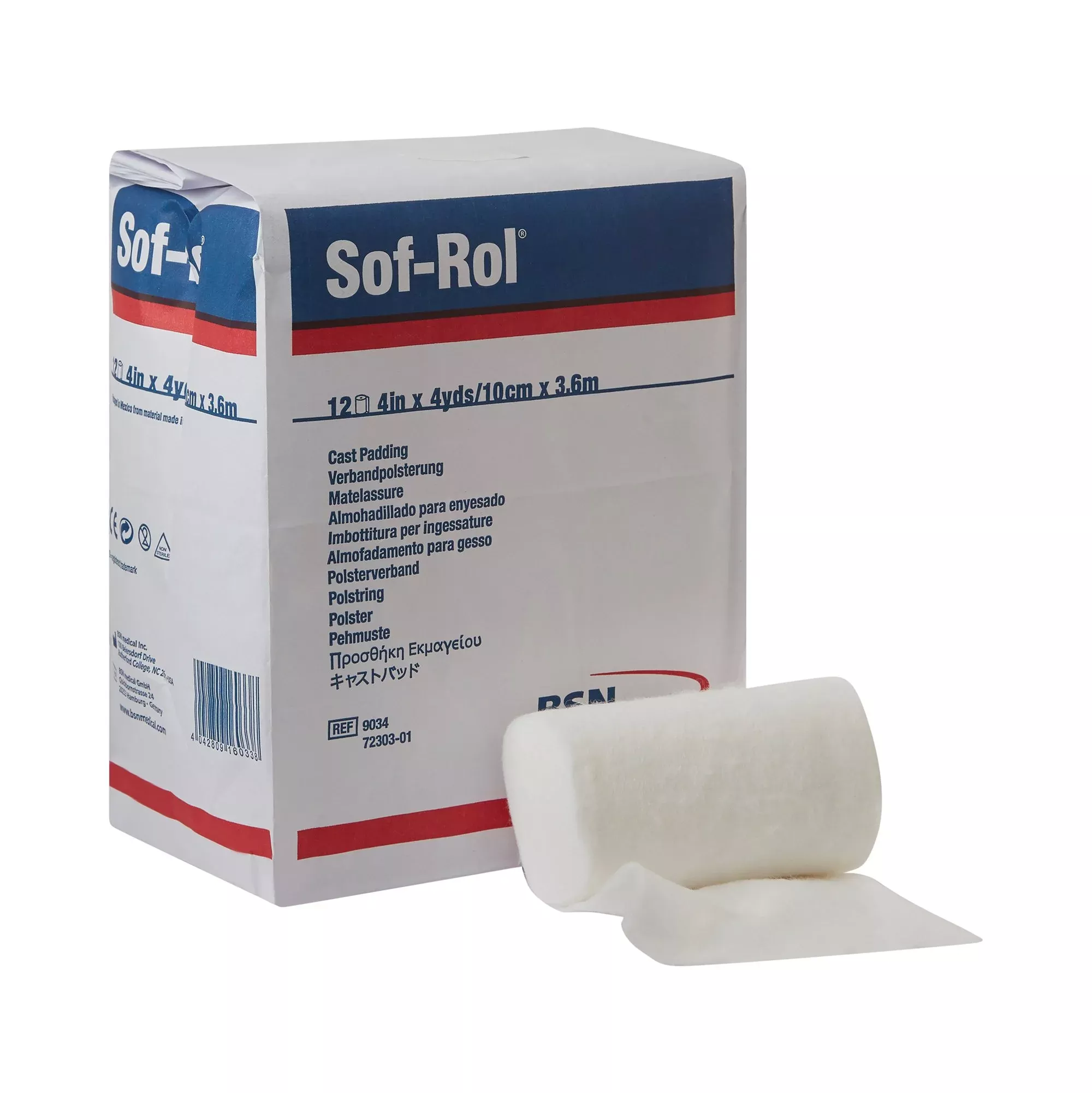 Sof-Rol White Rayon Undercast Cast Padding, 4 Inch x 4 Yard