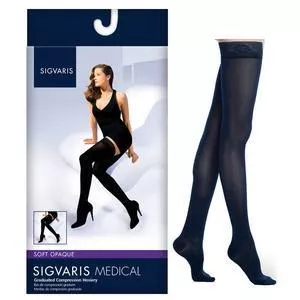 Soft Opaque Thigh High with Grip-Top, 20-30, Small, Long, Closed, Graphite