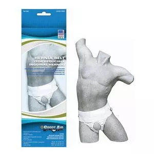 Sportaid Double Adjustable and Removable Hernia Truss, Men, White, Large