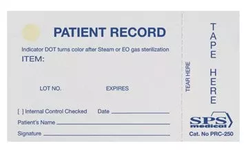 SPS Medical Sterilization Record Card for Tracking Sterilized items to Patient