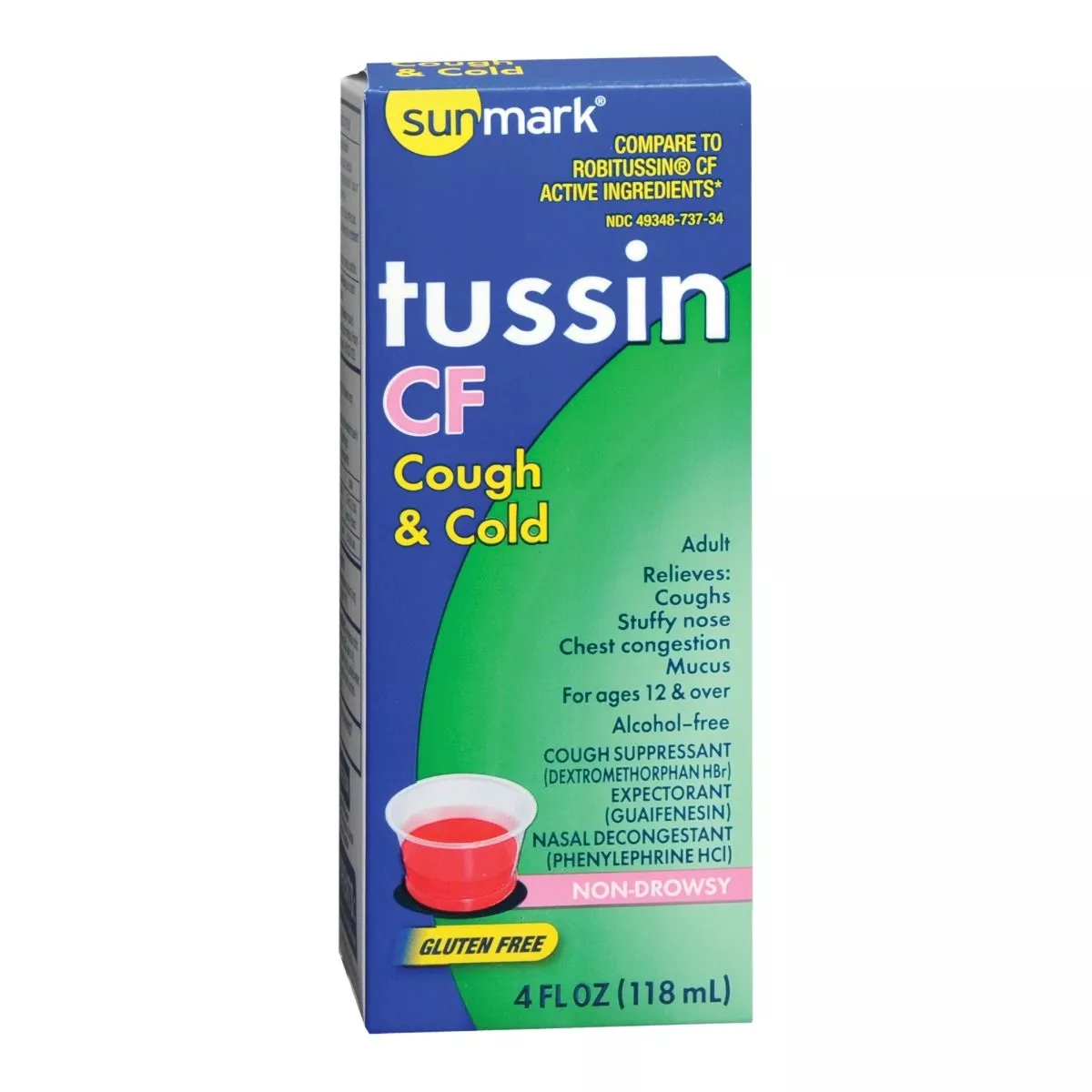 Sunmark Tussin CF Cough and Cold Decongestant Liquid