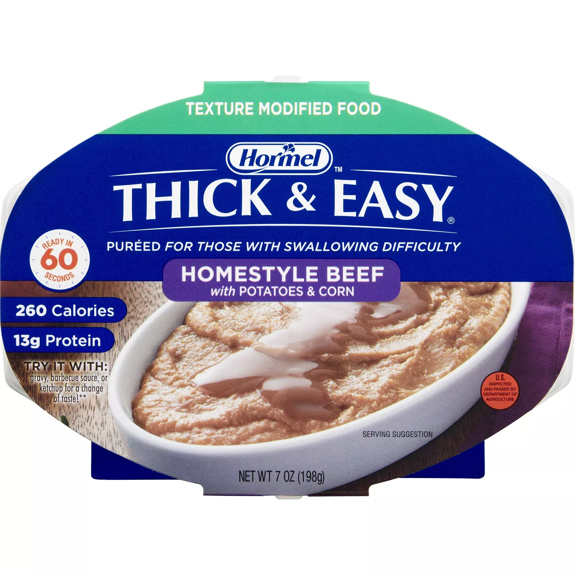 Thick & Easy Beef with Potatoes and Corn Thickened Food, 7-ounce Tray