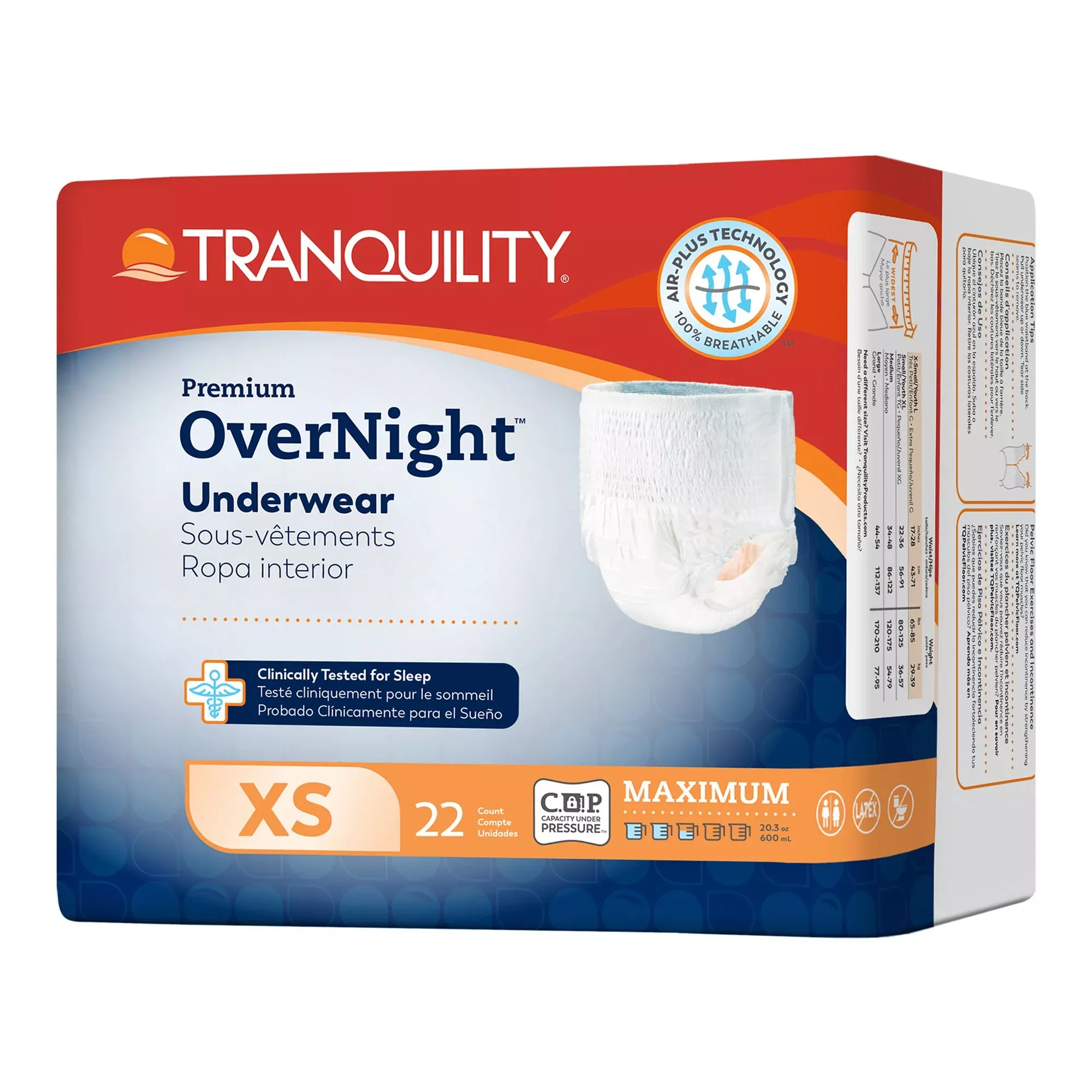 Tranquility Premium OverNight Disposable Absorbent Underwear, XS